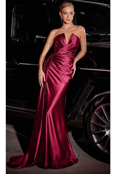 Ladivine CDS441 Asymmetric Pleated Fit-and-Flare Gown - Prom