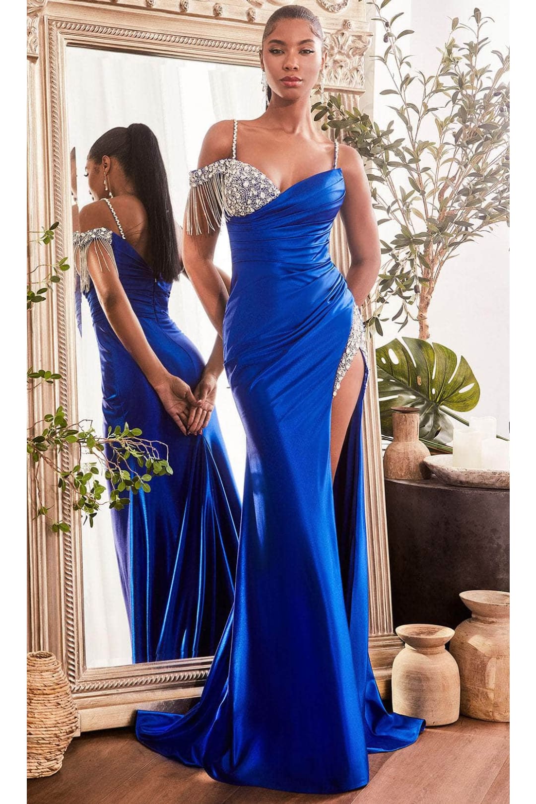 Ladivine CDS449 - Embellished One-Shoulder Prom Gown - Prom