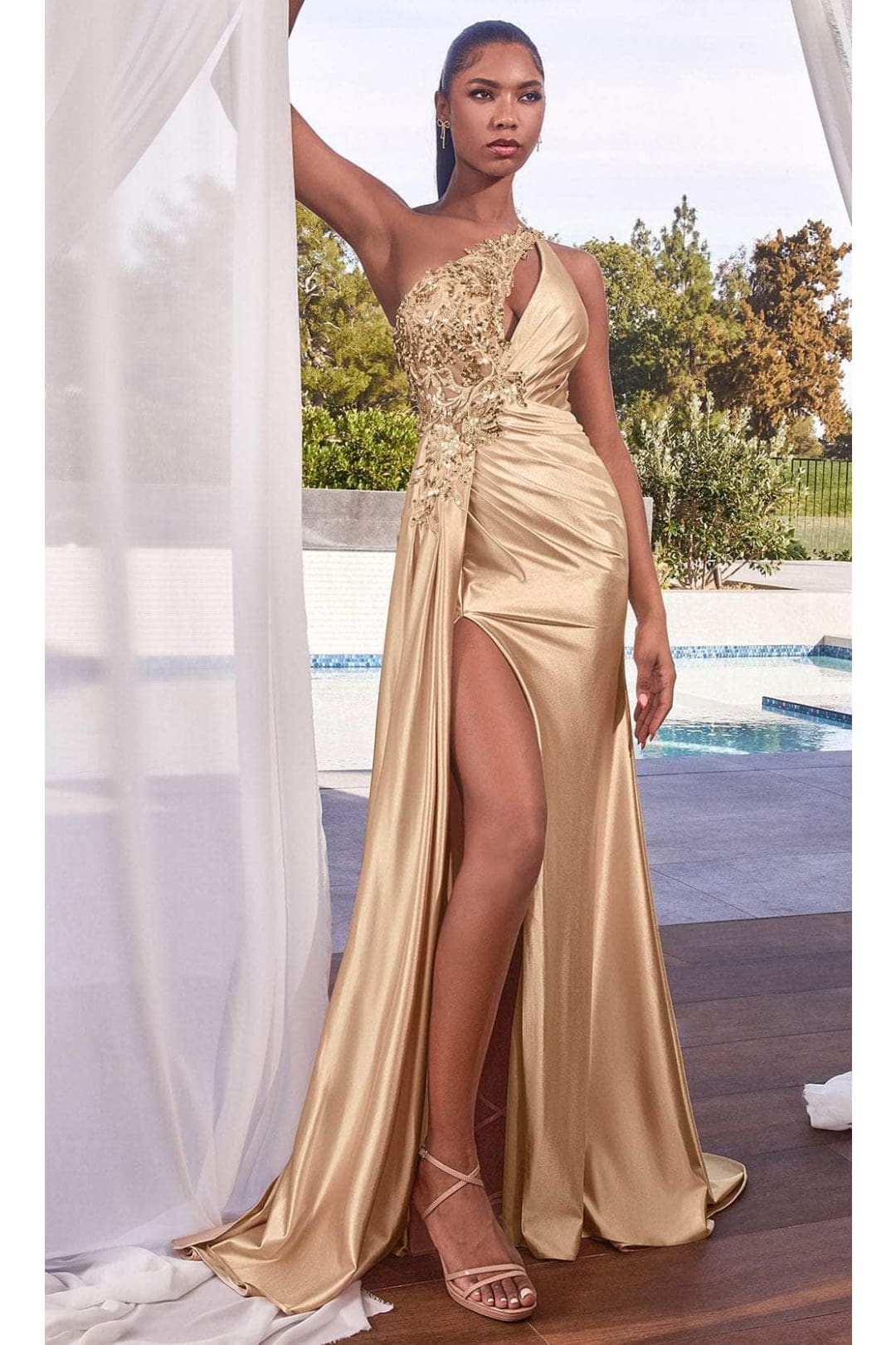 Ladivine CDS454 - Asymmetrical Sequin Evening Dress - Prom