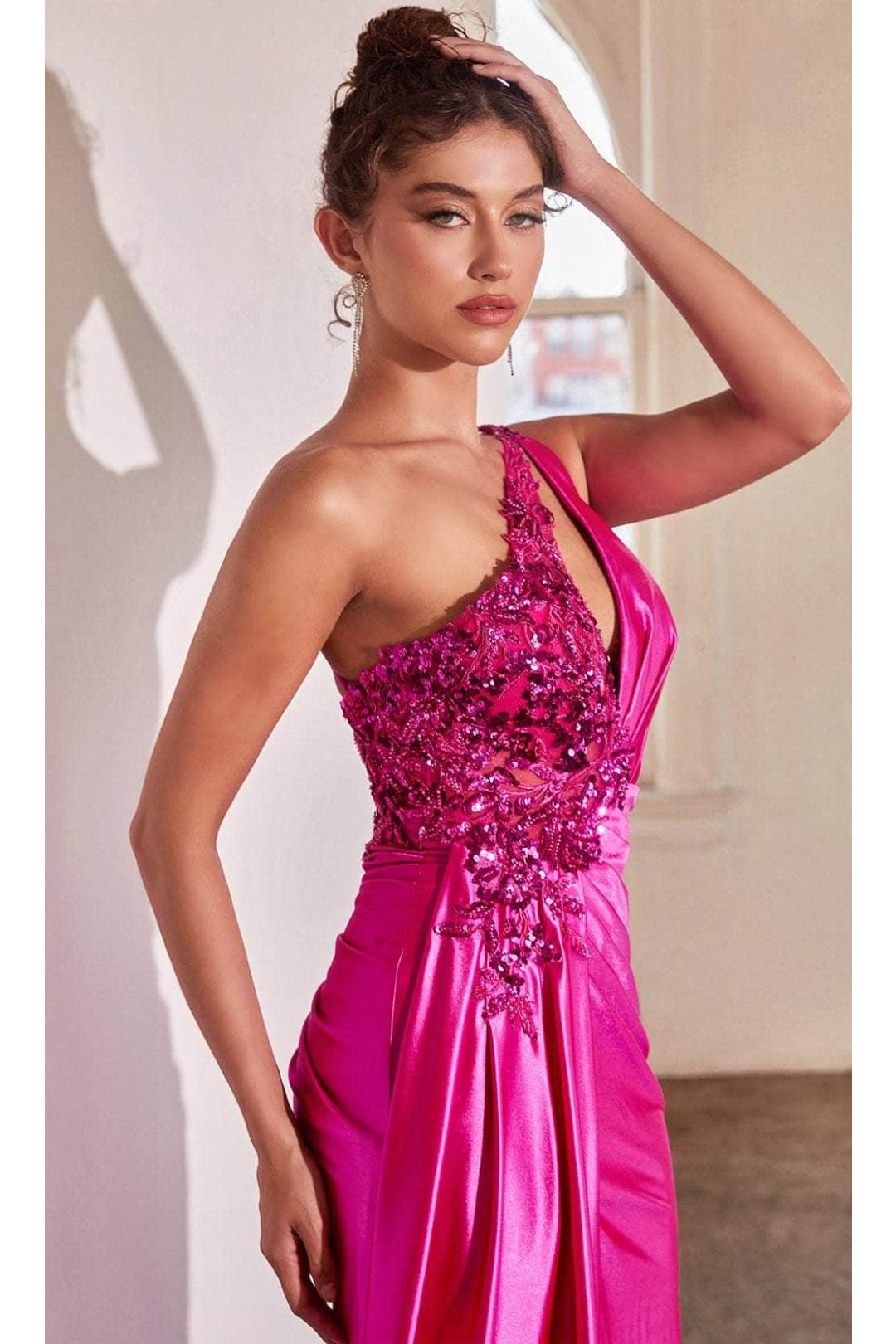 Ladivine CDS454 - Asymmetrical Sequin Evening Dress - Prom