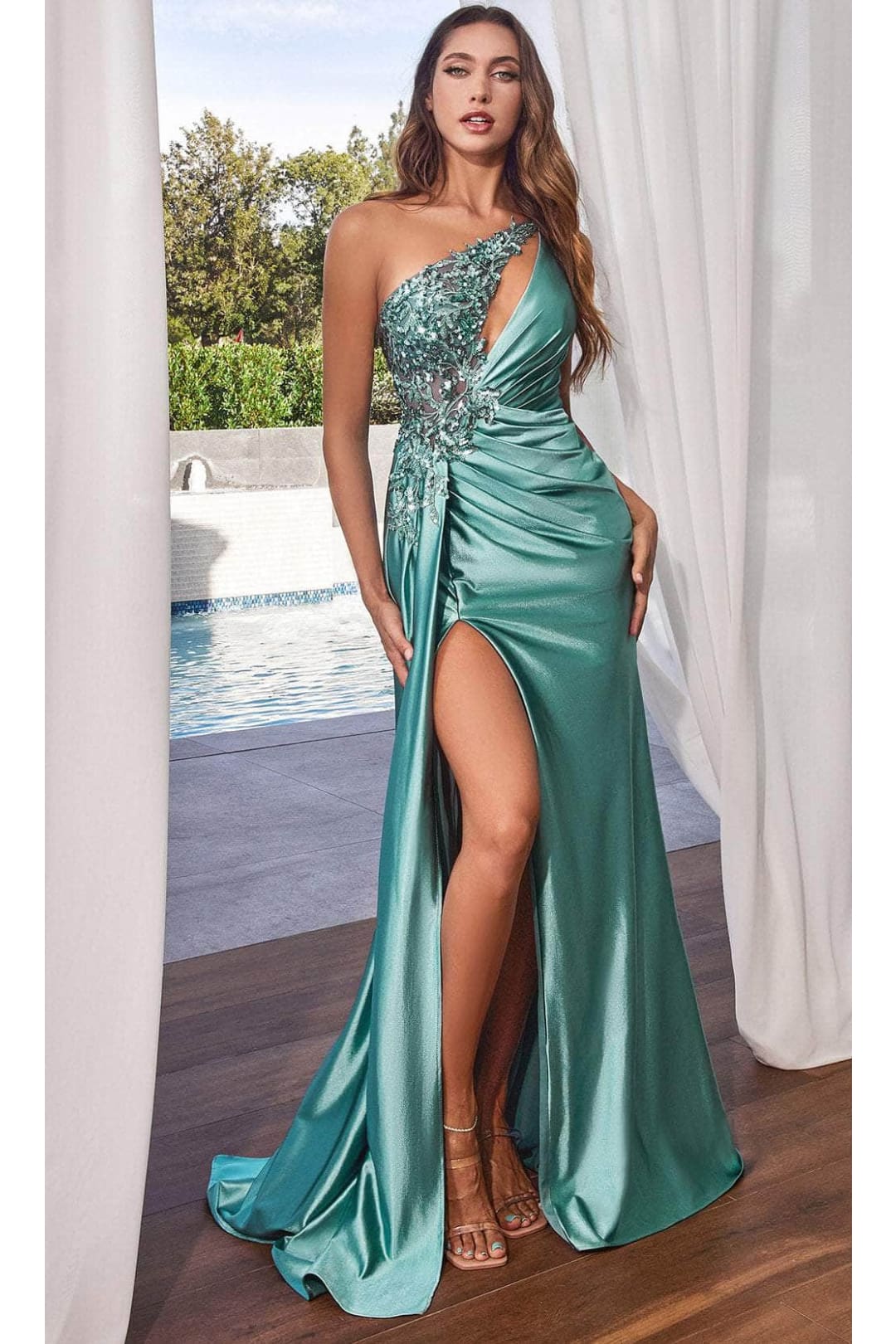Ladivine CDS454 - Asymmetrical Sequin Evening Dress - Prom