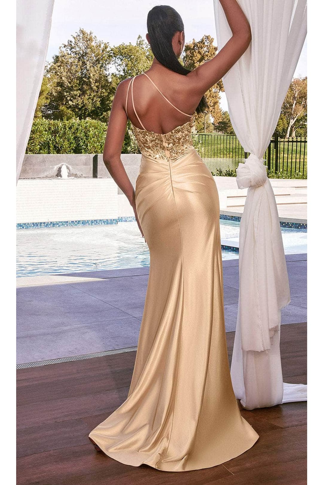 Ladivine CDS454 - Asymmetrical Sequin Evening Dress - Prom