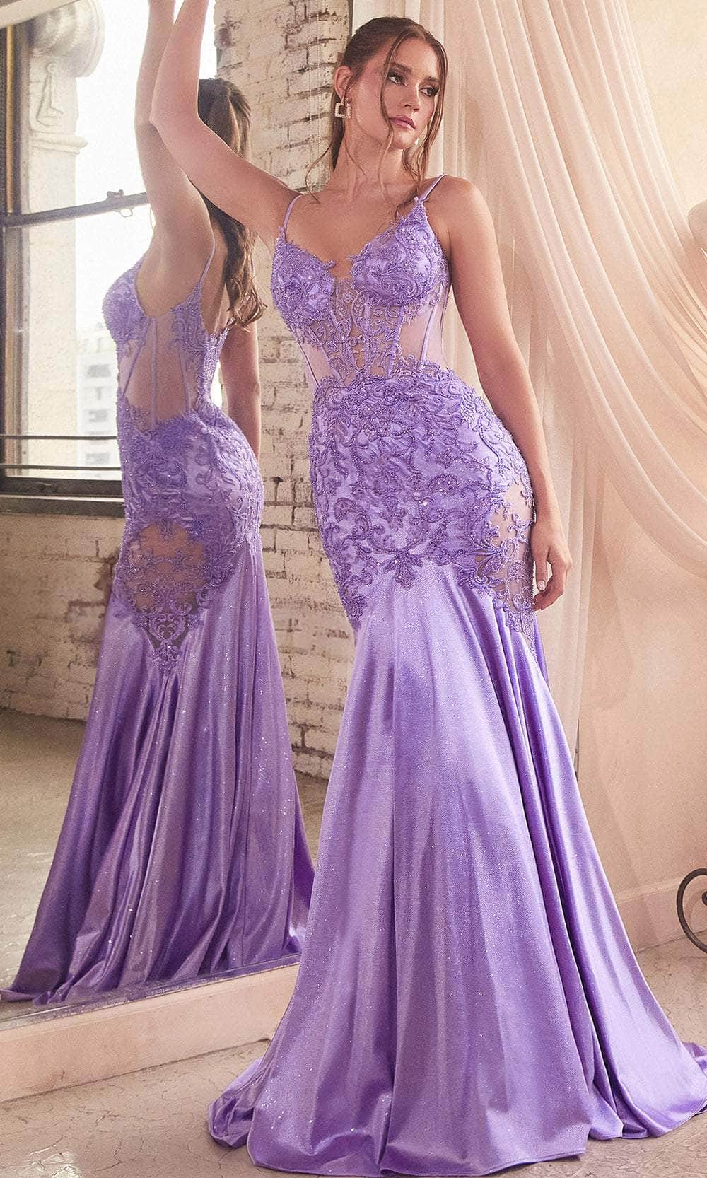 Ladivine by Cinderella Divine Dresses - Ladivine CDS470 - Illusion Evening Gown with Beaded Appliqué Detailing - Prom