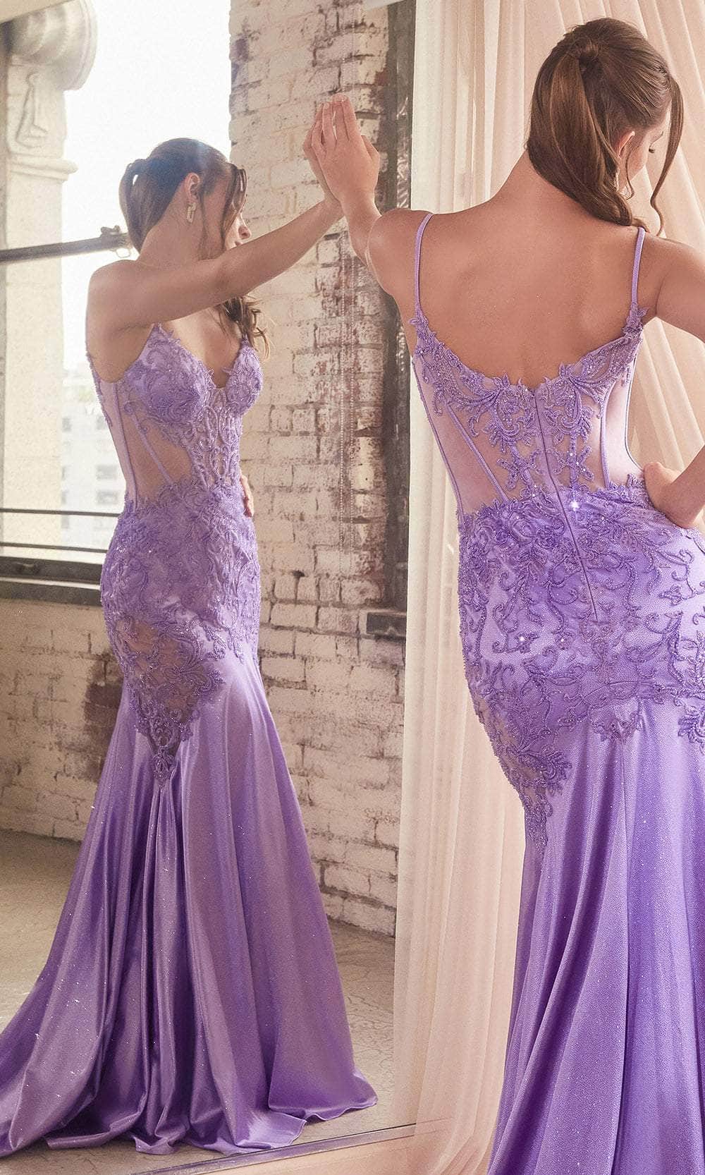 Ladivine by Cinderella Divine Dresses - Ladivine CDS470 - Illusion Evening Gown with Beaded Appliqué Detailing - Prom