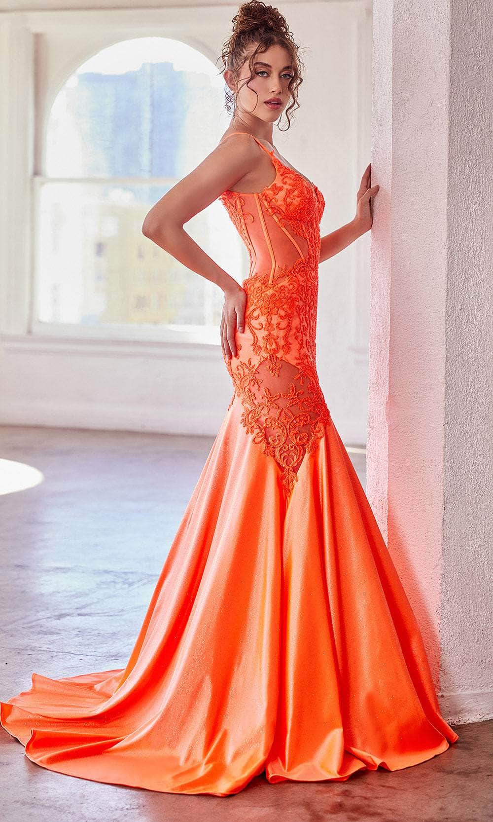 Ladivine by Cinderella Divine Dresses - Ladivine CDS470 - Illusion Evening Gown with Beaded Appliqué Detailing - Prom