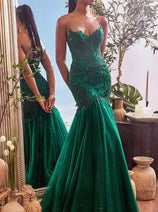Ladivine CDS482 Strapless Embroidered Mermaid Gown