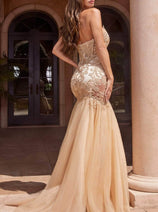 Ladivine CDS482 Strapless Embroidered Mermaid Gown