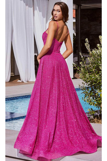 Ladivine CDS483 - Glitter Sleeveless Boned Bodice Ballgown - Prom