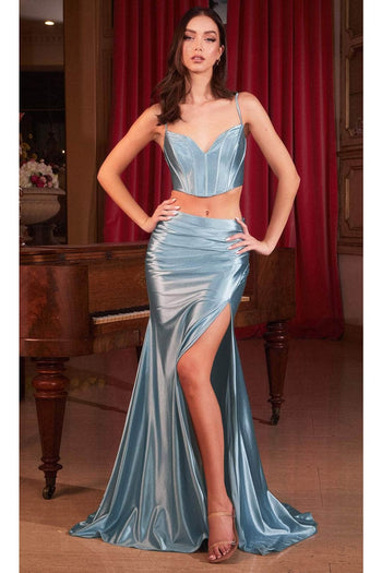 Ladivine CDS493 - Ruched Two-Piece Mermaid Gown - Prom