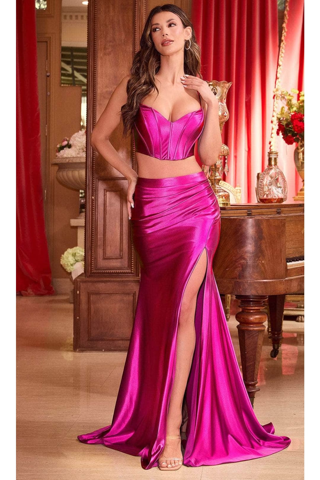 Ladivine CDS493 - Ruched Two-Piece Mermaid Gown - Prom