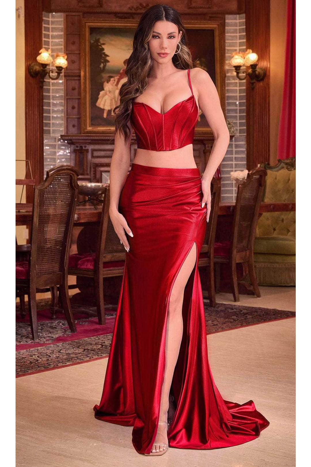 Ladivine CDS493 - Ruched Two-Piece Mermaid Gown - Prom