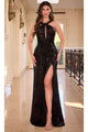 Ladivine CDS497 - Halter Neck Sequin Evening Gown - Prom