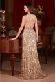 Ladivine CDS497 Sequin Sleeveless Halter Prom Gown - Dress