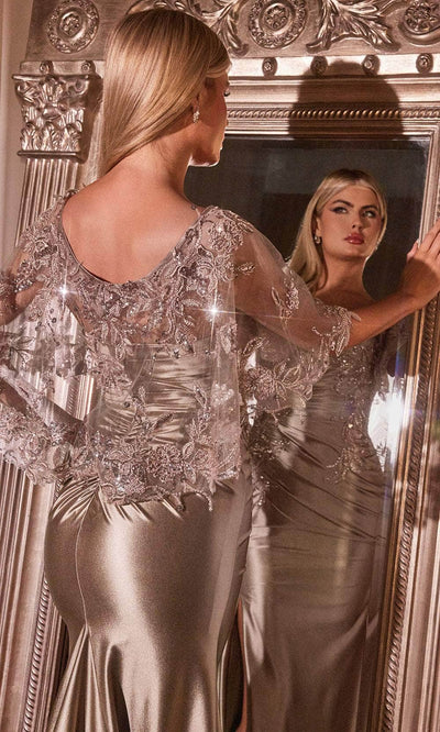 Ladivine by Cinderella Divine Dresses - Ladivine CDS499 Sheer Capelet Sweetheart Gown - Prom