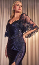 Ladivine by Cinderella Divine Dresses - Ladivine CDS499 Sheer Capelet Sweetheart Gown - Prom