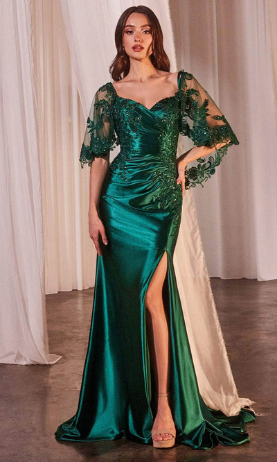 Ladivine by Cinderella Divine Dresses - Ladivine CDS499 Sheer Capelet Sweetheart Gown - Prom