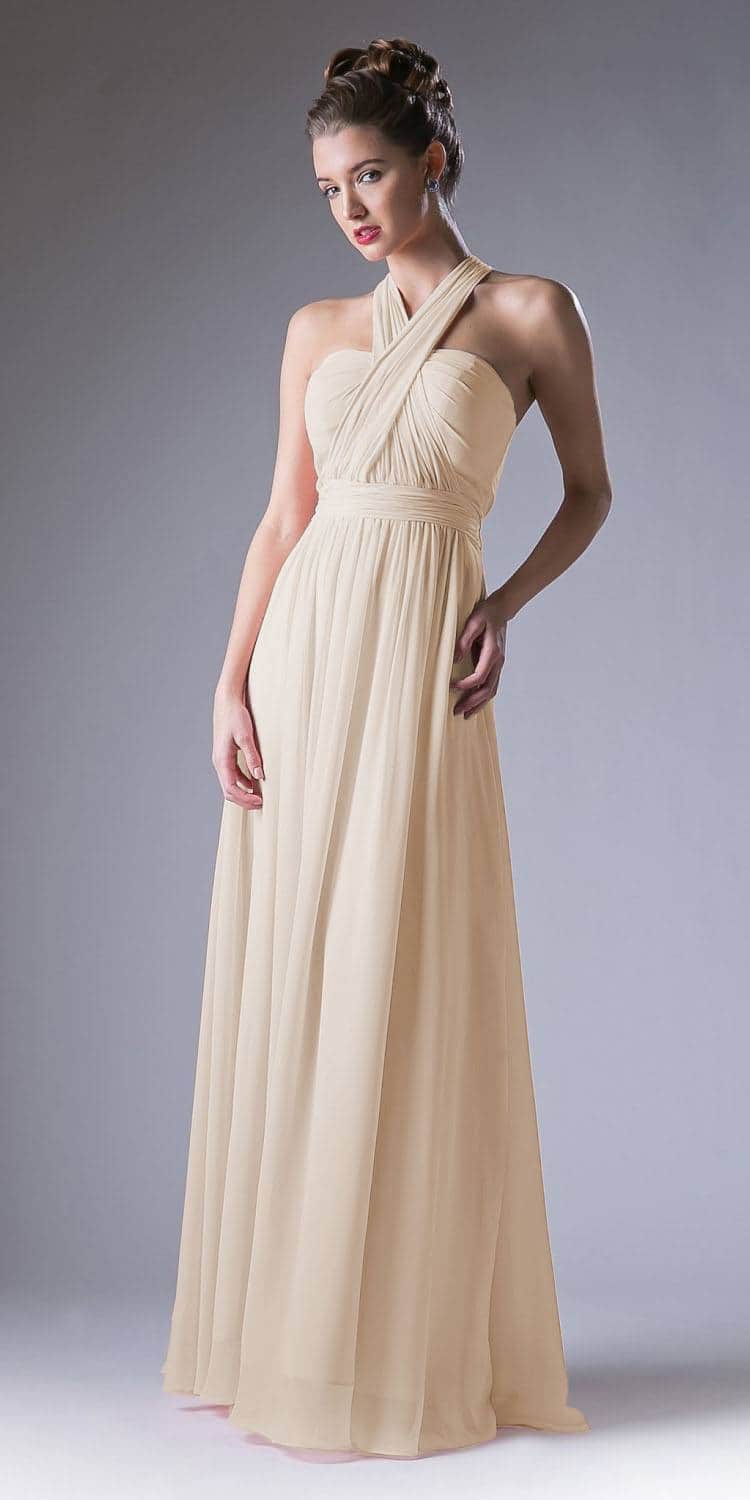 Ladivine CF055 - Versatile Neck Chiffon Evening Gown - Prom