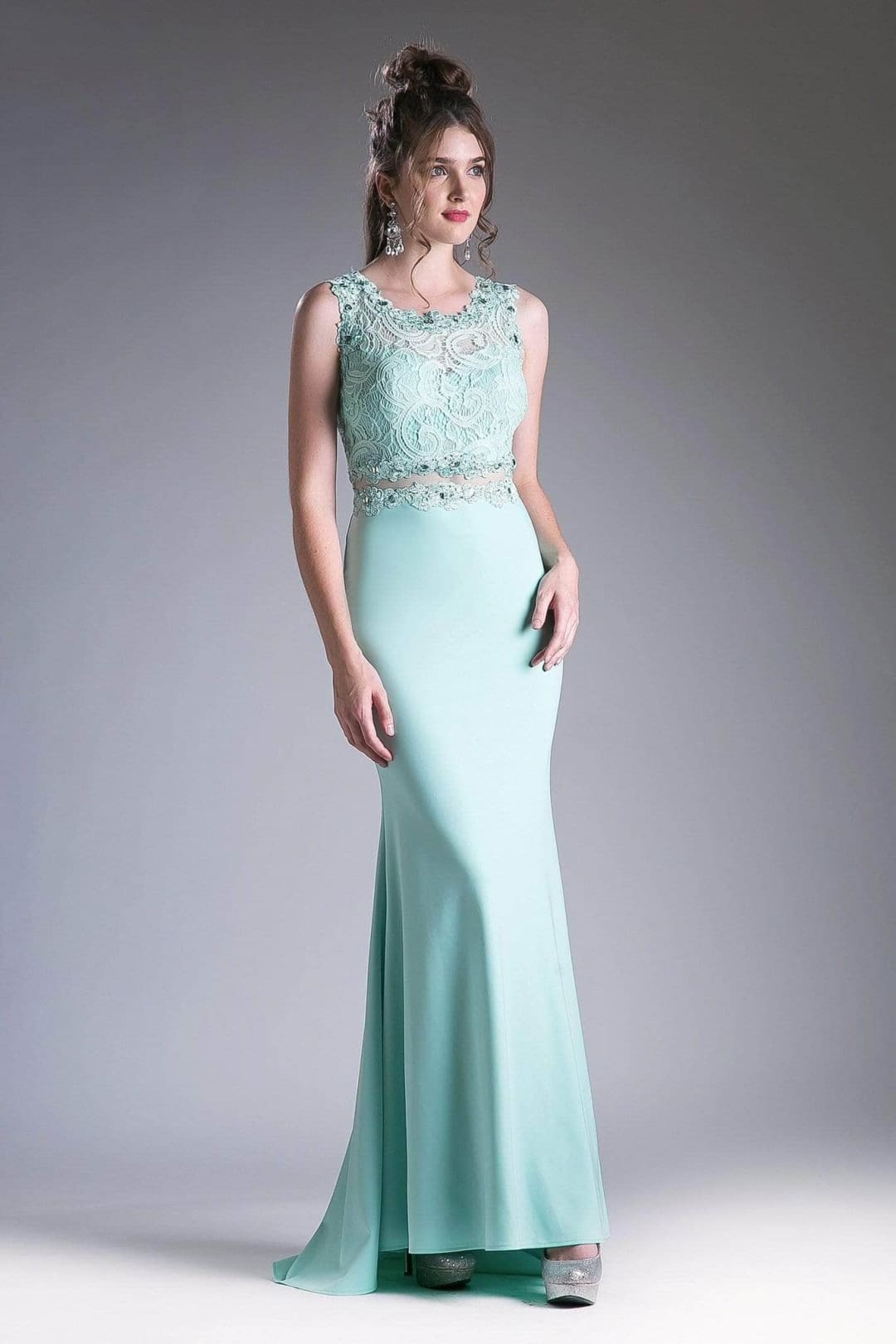 Ladivine CF115 Lace Knit Sheath With Stretch - Prom