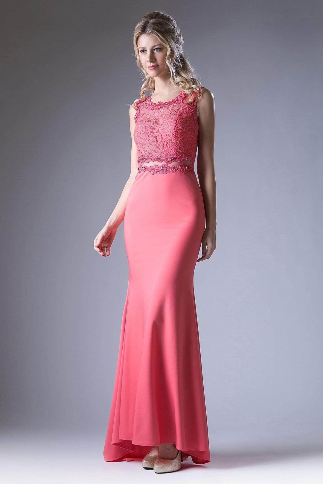 Ladivine CF115 Lace Knit Sheath With Stretch - Prom