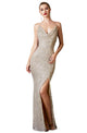 Ladivine CF199 - Sequin Cowl Neck Sheath Dress - Prom