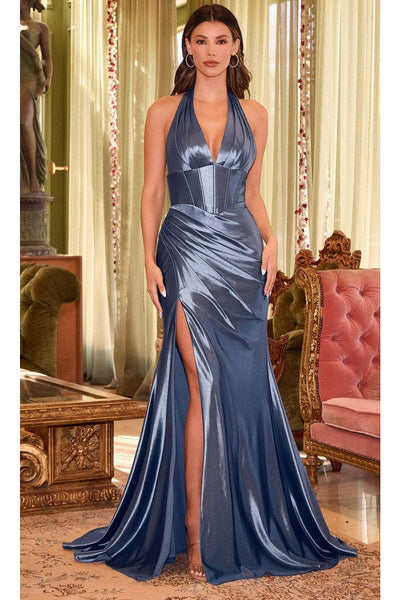 Ladivine CH048 - Plunging Halter Prom Gown - Prom