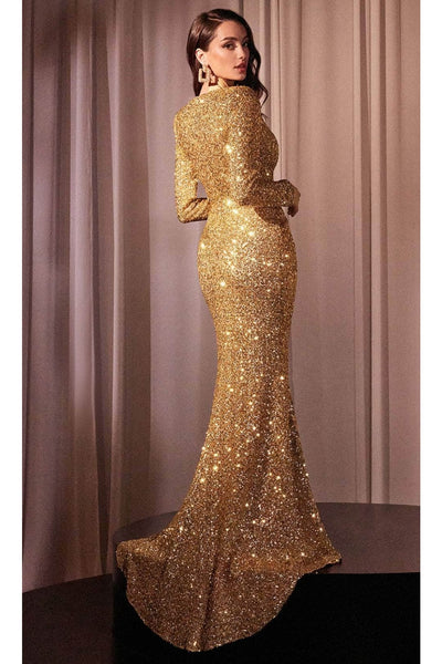 Ladivine CH054 – Sequin Surplice V-Neck Prom Dress - Prom