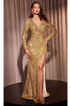 Ladivine CH054 – Sequin Surplice V-Neck Prom Dress - Prom