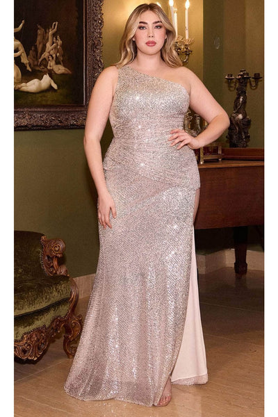 Ladivine CH077 - One-Shoulder Sequin Evening Dress - Prom