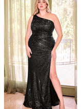 Ladivine CH077C Sequin One-Shoulder Prom Gown