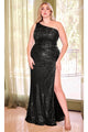Ladivine CH077C Sequin One-Shoulder Prom Gown - Prom