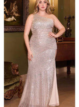 Ladivine CH077C Sequin One-Shoulder Prom Gown