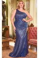 Ladivine CH077C Sequin One-Shoulder Prom Gown - Prom