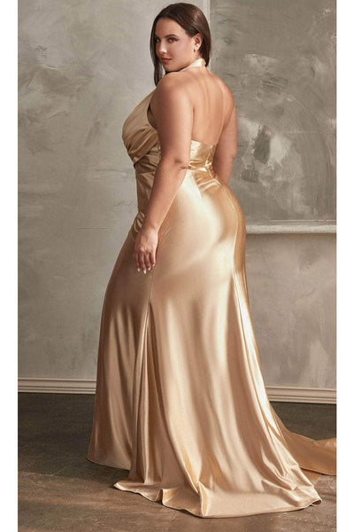 Ladivine CH079C - Halter Neck Gathered Detail Dress - Prom