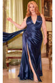 Ladivine CH079C - Halter Neck Gathered Detail Dress - Prom