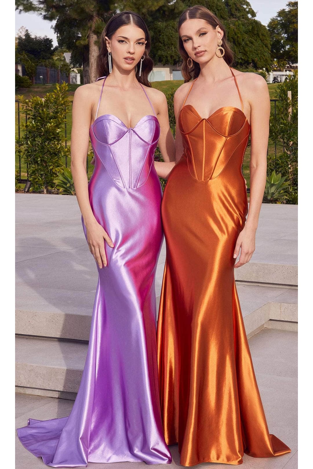 Ladivine CH112 - Bustier Satin Strapless Prom Dress - Prom