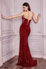 Ladivine CH151 Pointed Sweetheart Sequins Sheer Sides Corset prom Gown - Dress