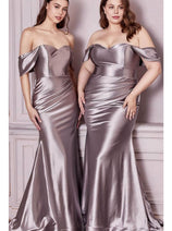 Ladivine Plus Size Prom Dress Metallic Long Formal Evening Gown CH163C