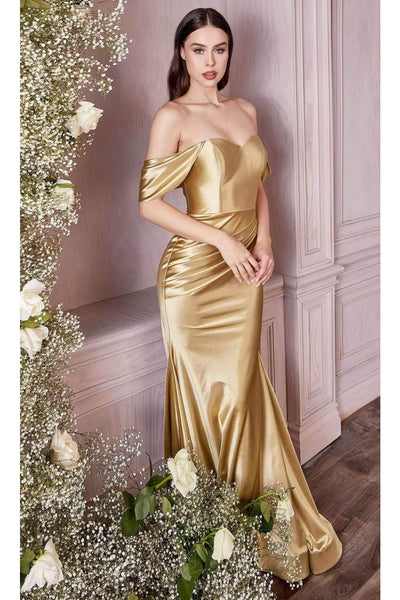 Ladivine CH163C - Metallic Satin Prom Dress - Prom