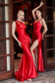 Ladivine CH164 - Satin One-Shoulder Fitted Evening Gown - Prom
