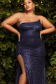 Ladivine CH165C - Strapless Plus-Size Sequin Evening Gown - Prom
