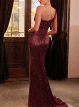 Ladivine CH182 - Sequin Ornate Asymmetric Dress