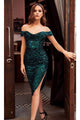 Ladivine CH190 - Sequin Asymmetric Hem Short Dress - Prom