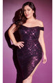 Ladivine CH190C - Sequin Off-Shoulder Fitted Dress - Prom