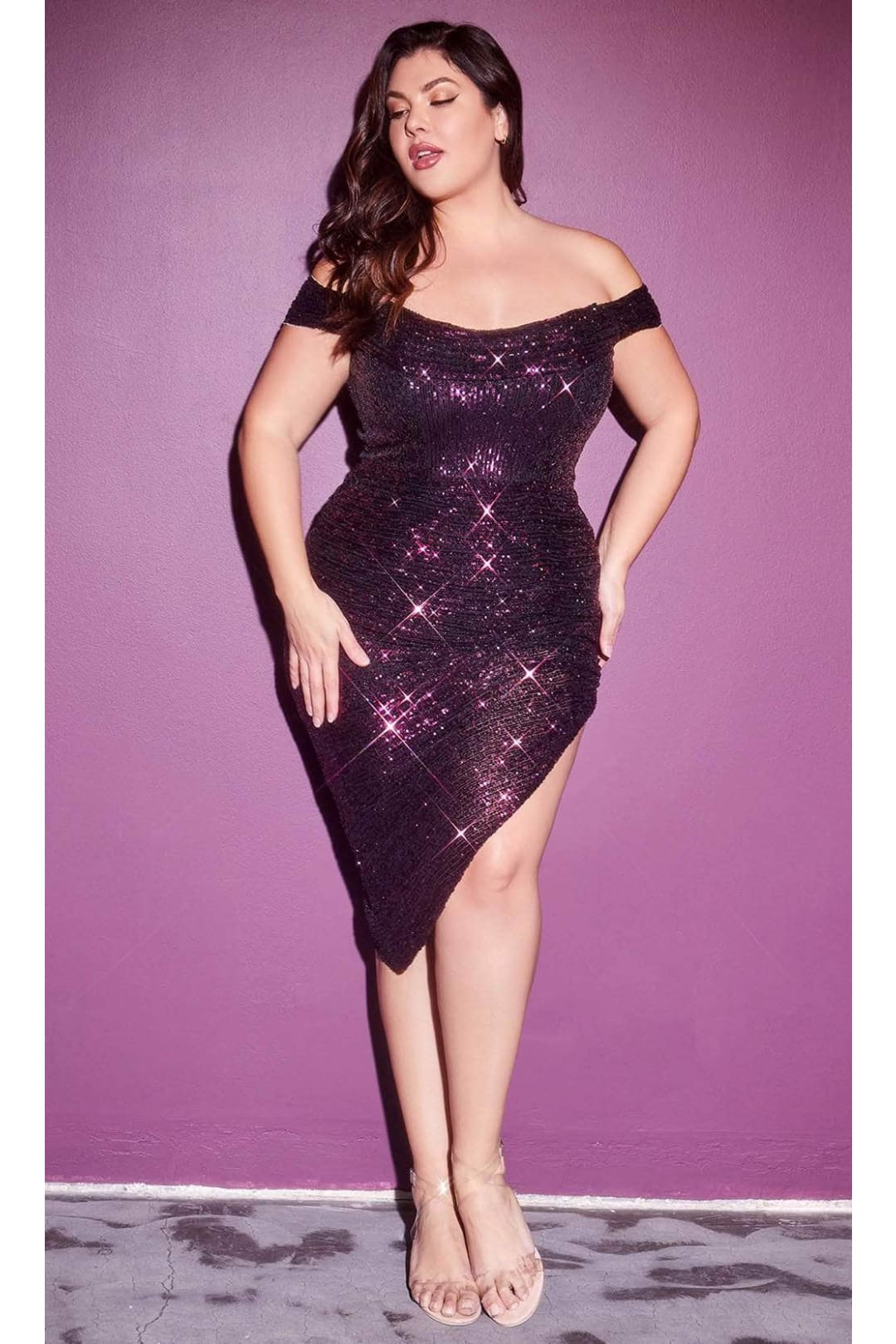 Ladivine CH190C - Sequin Off-Shoulder Fitted Dress - Prom
