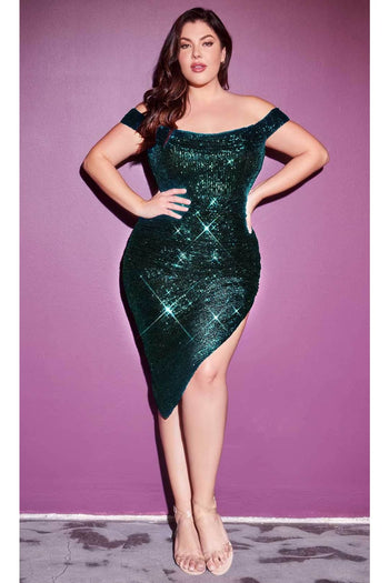Ladivine CH190C - Sequin Off-Shoulder Fitted Dress - Prom