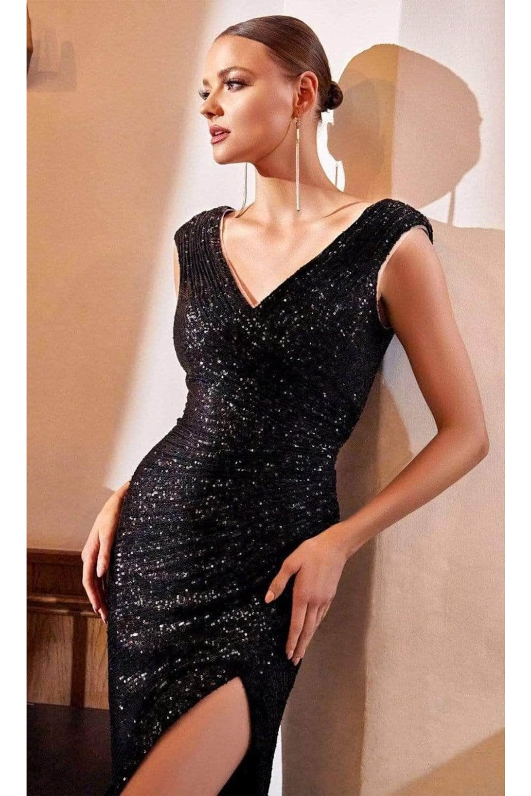 Ladivine CH198 - Sparkly Sequin Fitted Evening Gown - Prom