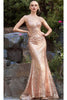 Ladivine CH235 - Ornate Formal Gown with Sequins - Prom