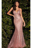 Ladivine CH235 - Ornate Formal Gown with Sequins - Prom