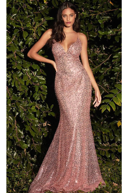 Ladivine CH235 - Ornate Formal Gown with Sequins - Prom