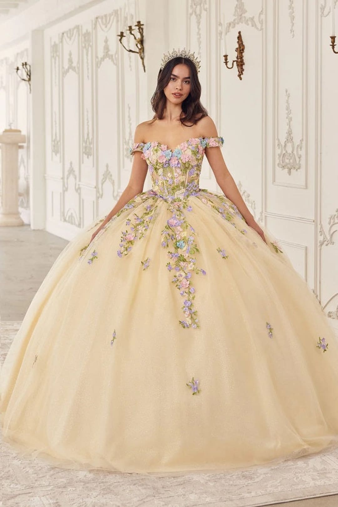 Ladivine Champagne Quinceanera Dress Ball Gown Sweet 16 by 15724 - Champagne / XS - Quinceanera Dresses